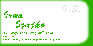 irma szajko business card